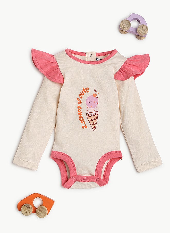 BONTOTS Infant Girls Sweet Treat Printed Organic Cotton Ruffle Bodysuit - Image 2
